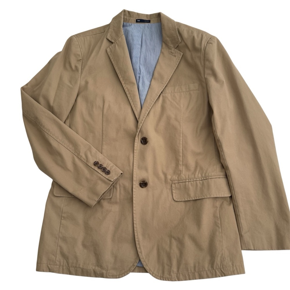 GAP Men's Khaki Twill Blazer Jacket Size Medium - Picture 3 of 13